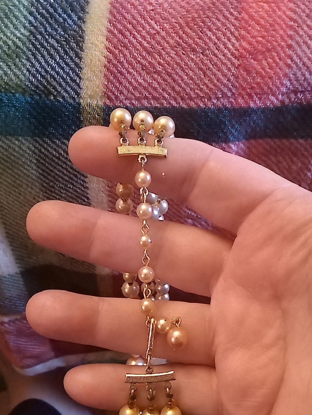 Nana's Necklace 1950s Era. Oranges, Creams, Soft Peach Beads. 3 Strands - Picture 2 of 3